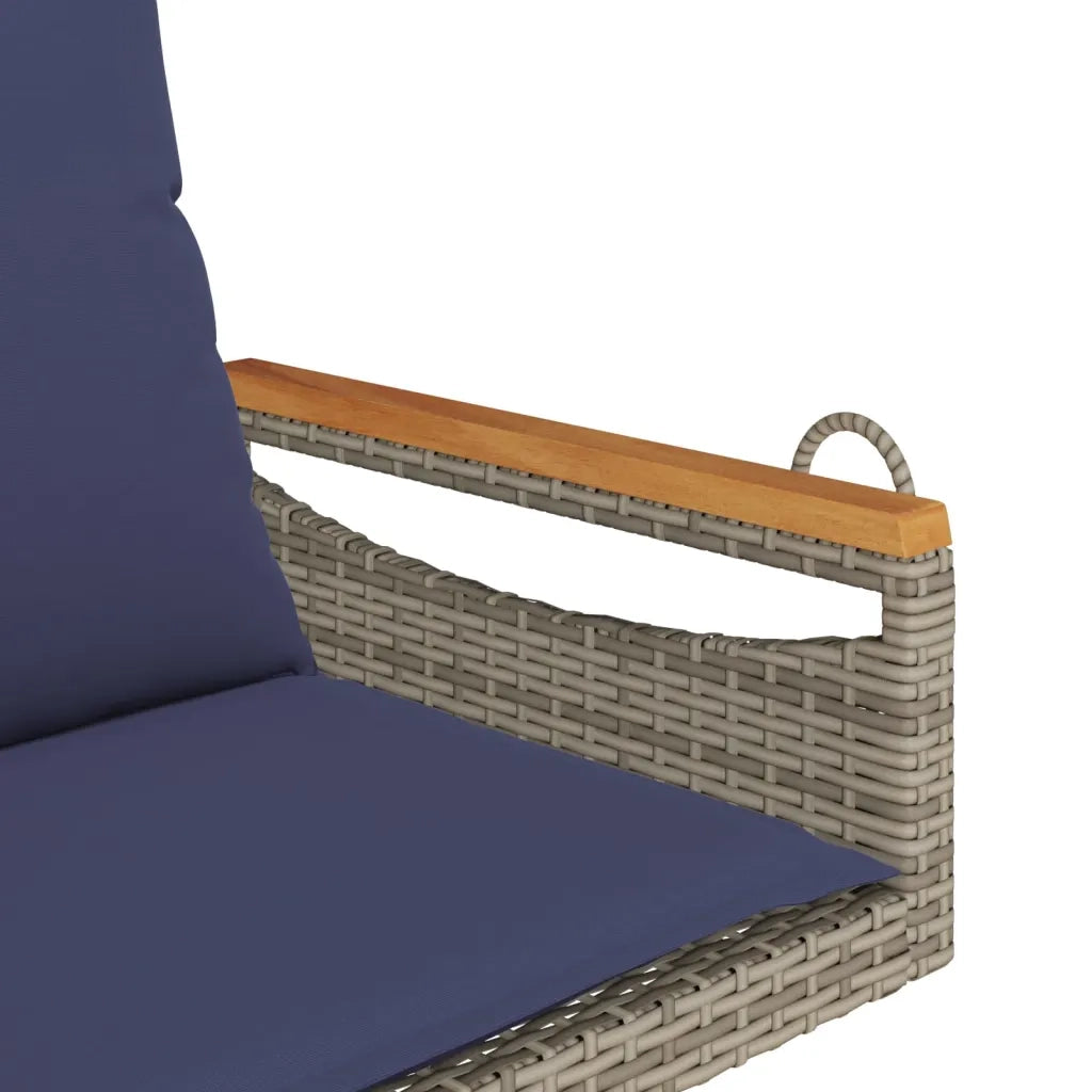 Panchina Dondolo con Cuscini Grigia 63x62x40 cm in Polyrattan 368168