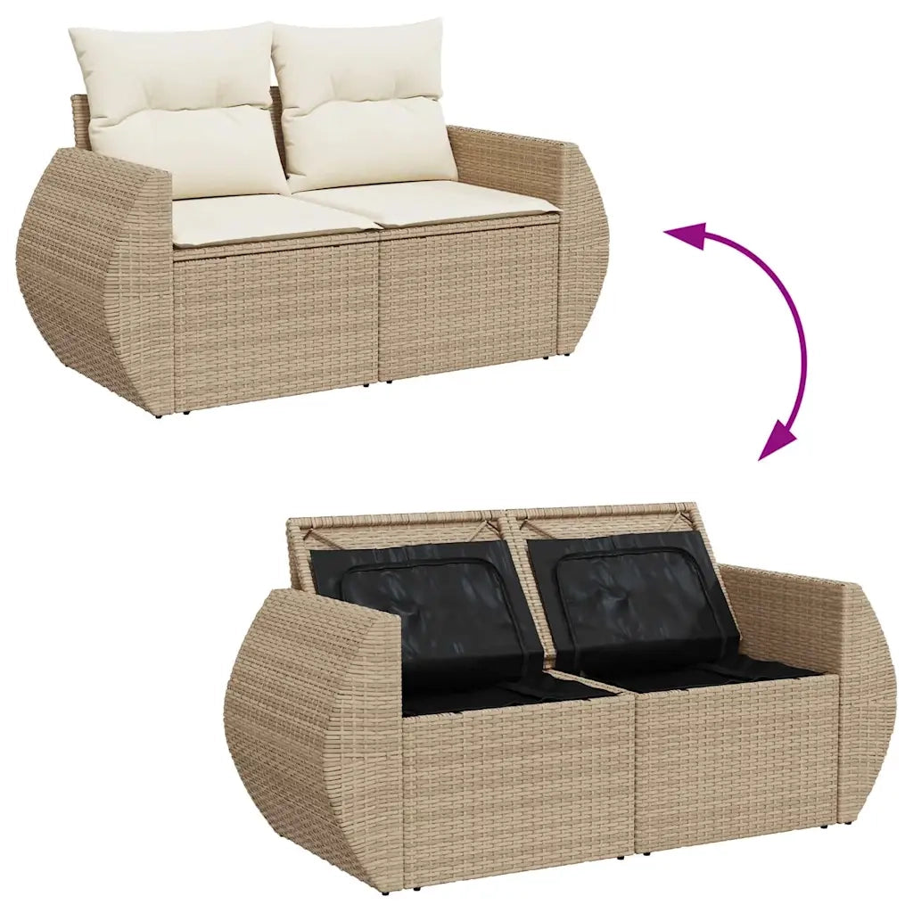 Set Divano da Giardino 8 pz con Cuscini Beige in Polyrattan 3326599