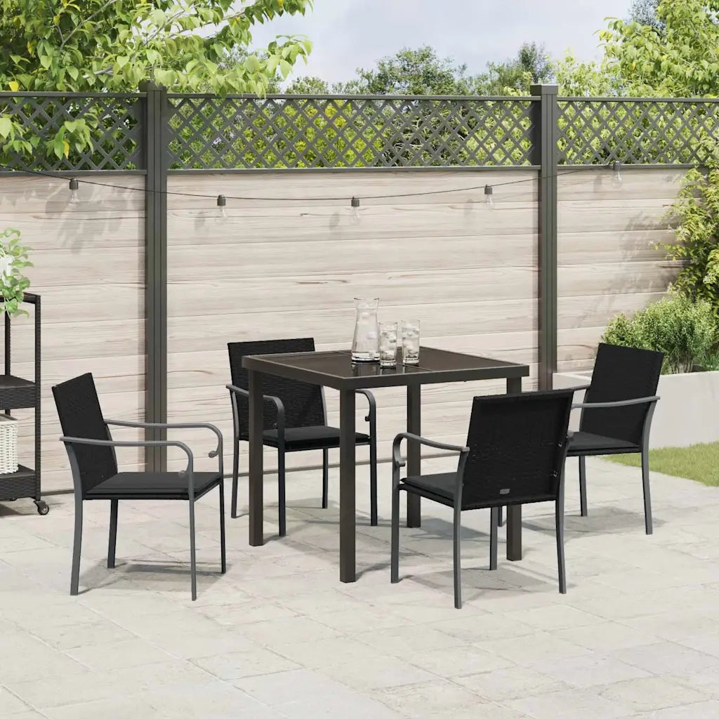 Set da Pranzo per Giardino 5 pcs Nero e Grigio Rattan in PE 3379052