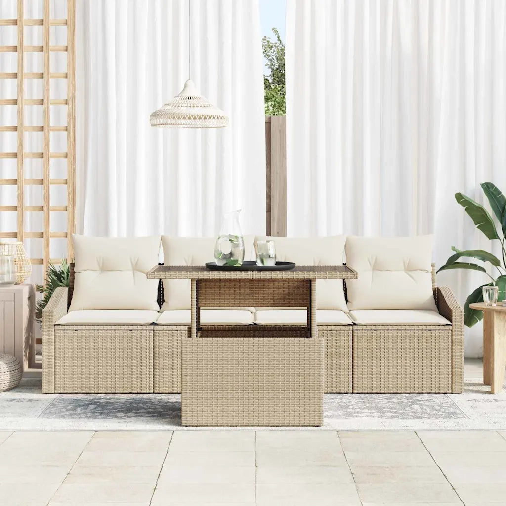 Set Divano da Giardino 5 pcs beige e panna polyrattan 3348907