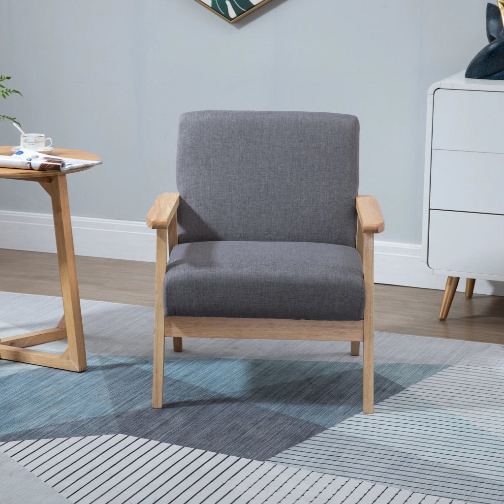 POLTRONA con braccioli 64x70x72 cm in lino grigio