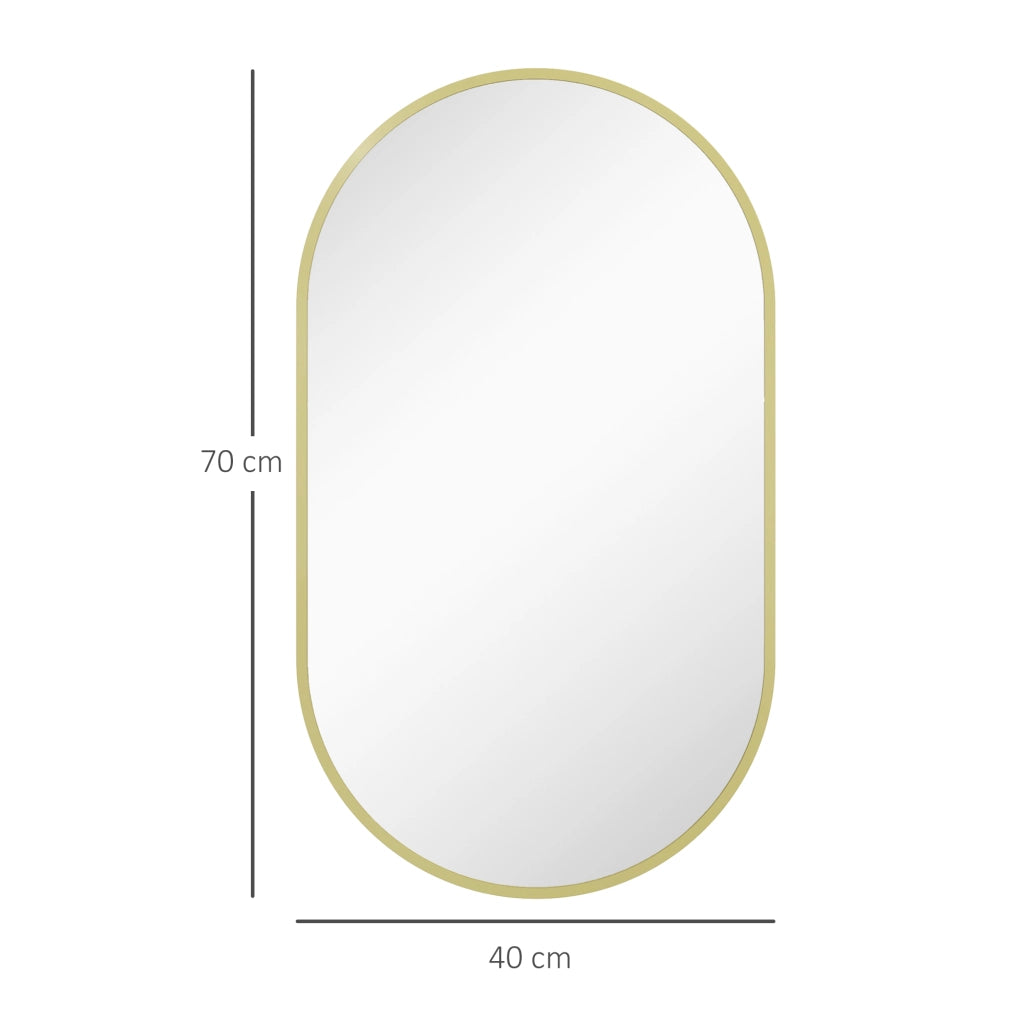 Specchio ovale da parete in alluminio ¨C Minimal ¨C dorato 40x70 cm