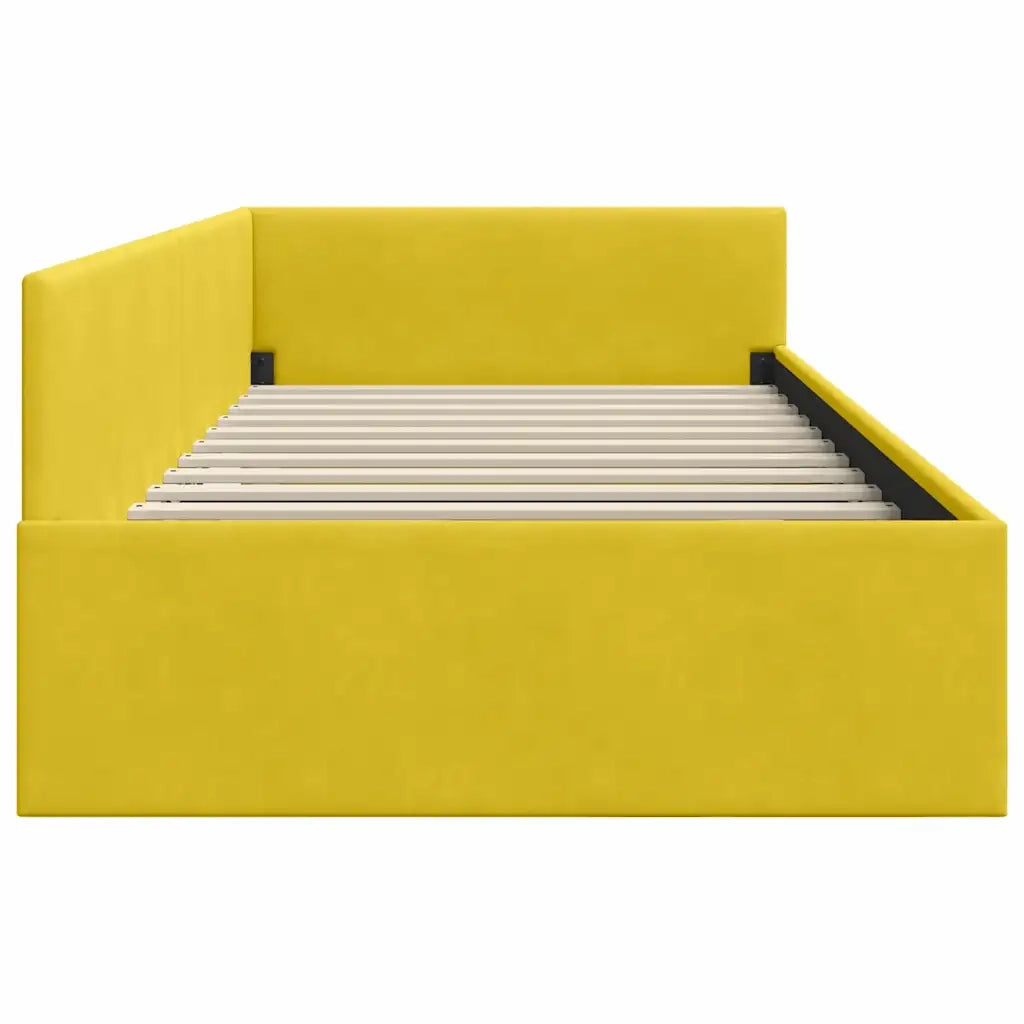 Letto singolo | Letto per adulti | Cornice del letto ad angolo Giallo 100 cm x 200 cm Velluto