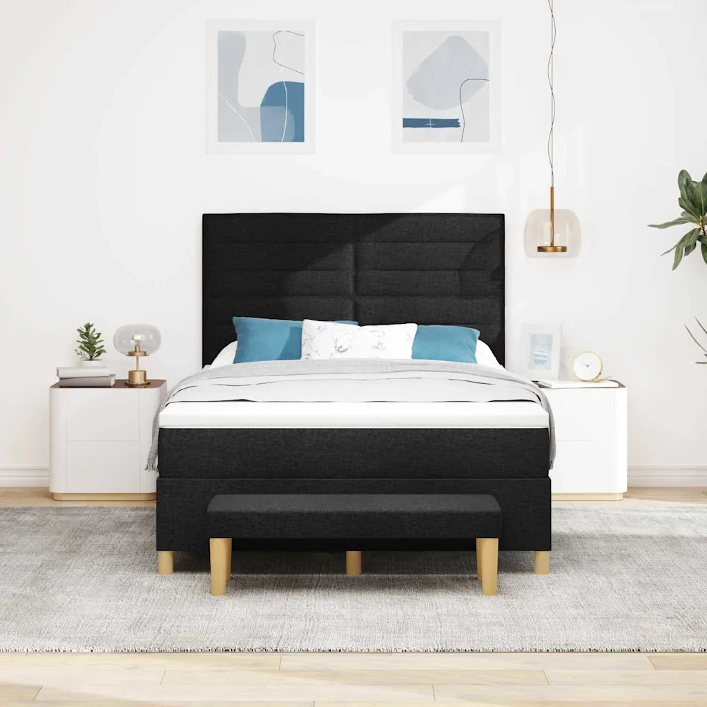 Letto a molle con materasso Nero 160 x 200 cm Tessuto