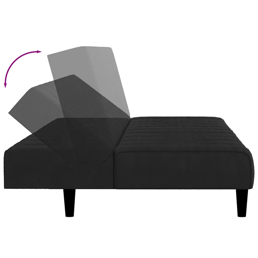 Divano Letto a 2 Posti Nero in Velluto 375769