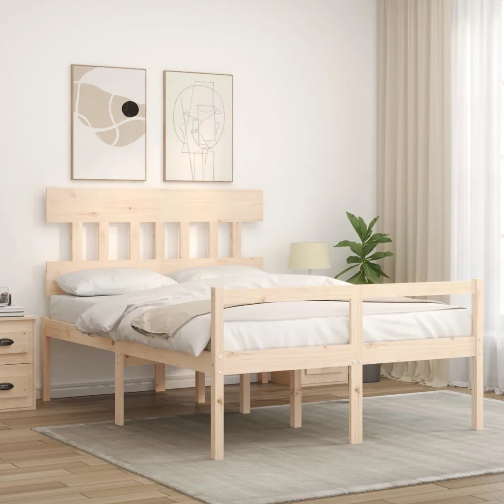 Letto matrimoniale | Letto per adulti | Letto per Anziani con Testiera Small Double in Legno Massello