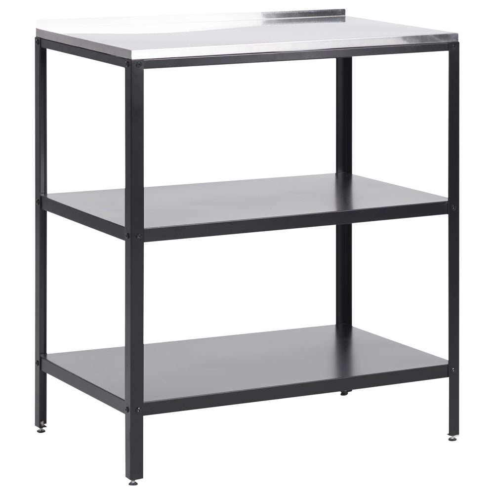 Scaffale da giardino in acciaio inox nero con ripiani 80 x 50 x 92 cm 2 ripiani con top cucina da giardino da pranzo