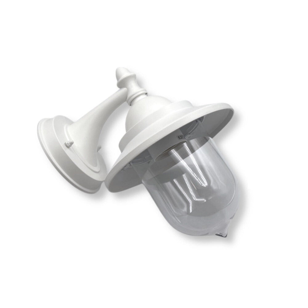 Trade Shop - Lanterna A Parete Stile Retrò Lampada Da Muro Per Giardino Facciate E27 Ip44 524wa-b247 - Bianco