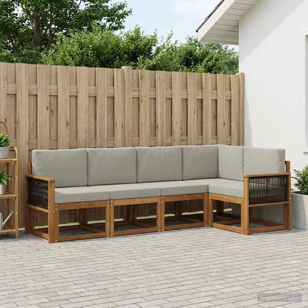 Set di divani da esterno 7 pz Naturale e Grigio Chiaro 3385292