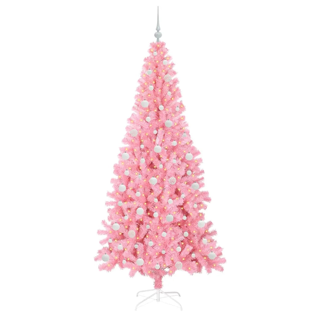 Albero di Natale | Decorazioni natalizie con 300 LED con supporto Rosa 210 cm PVC