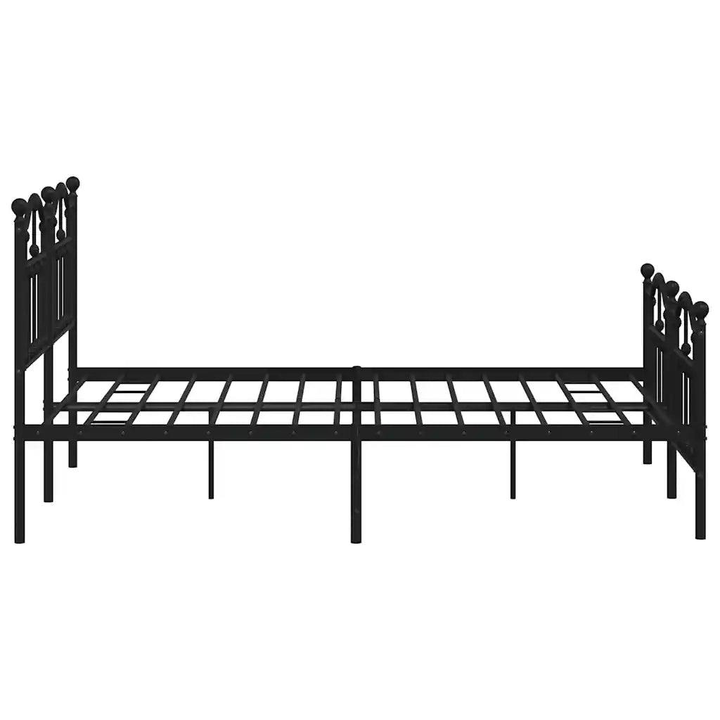 Letto matrimoniale | Letto per adulti | Giroletto con Testiera e Pediera Metallo Nero 140x190 cm