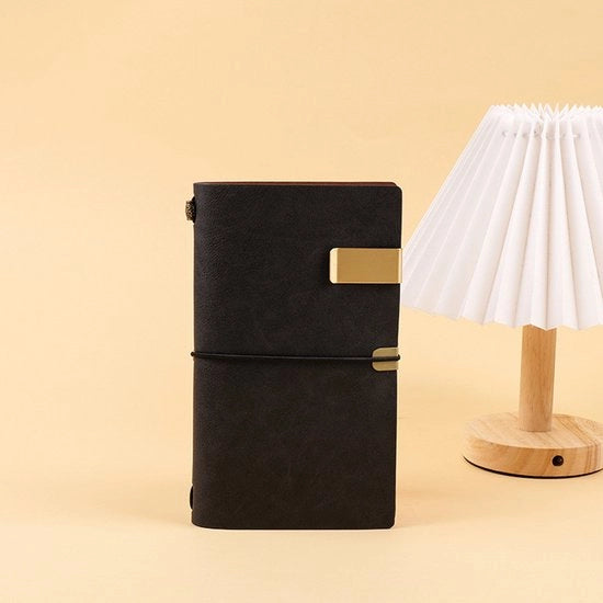 Diario di viaggio retro, stile creativo e portatile, colore nero.