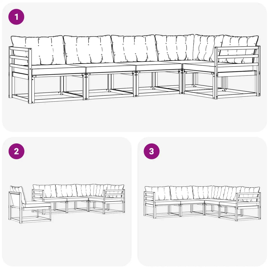 Set di divani da esterno con cuscino 5 pcs Bianco e Beige 3388675