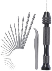 Set di attrezzi per la mano con mini-trapano e 25 pezzi di trapano a spirale