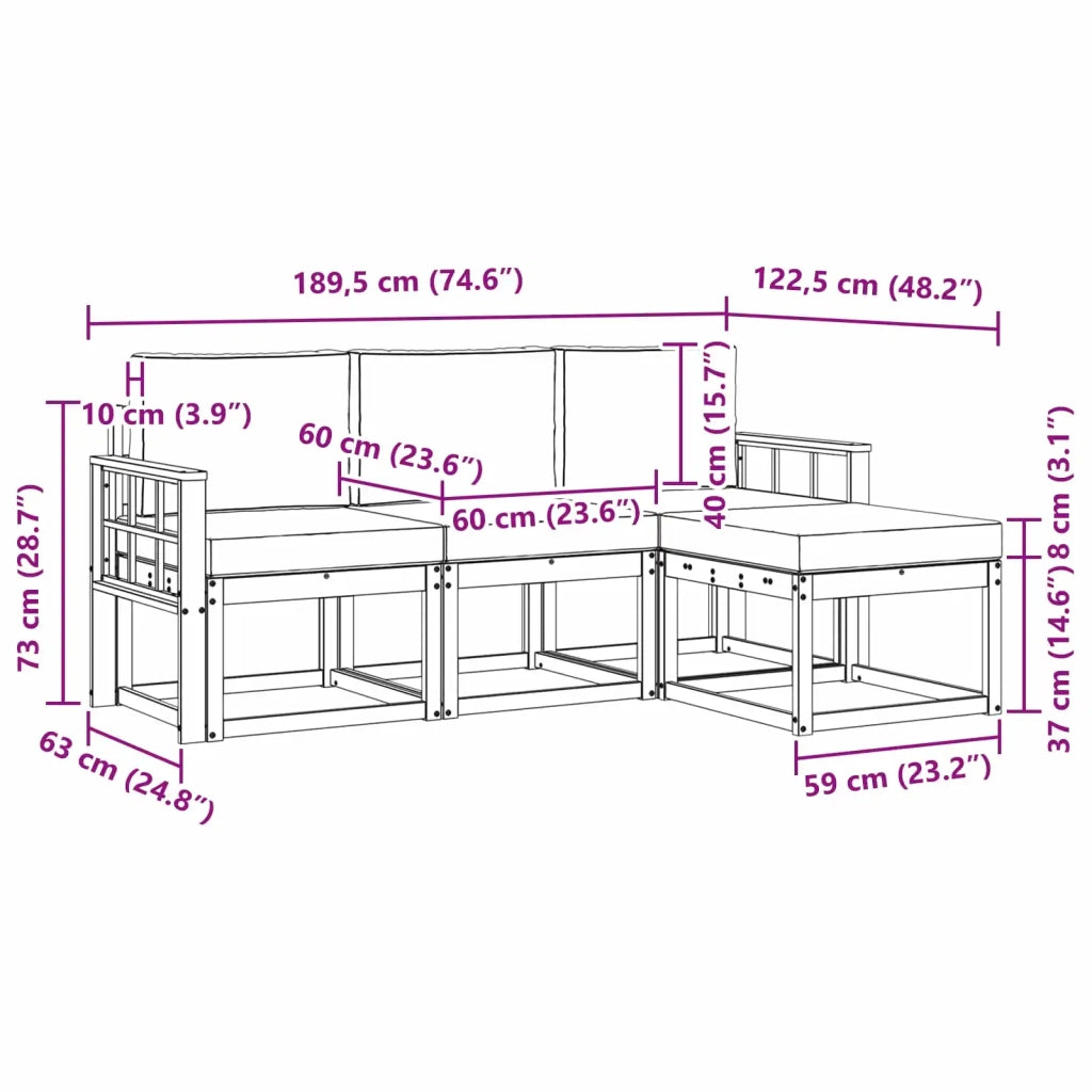 Set di divani da esterno 4 pcs 3387467