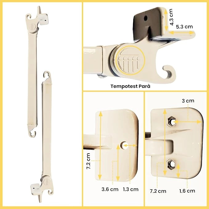 Coppia di Braccetti per Tende da Sole a Caduta Tempotest Parà in Alluminio 70 cm - Colore Grigio Chiaro