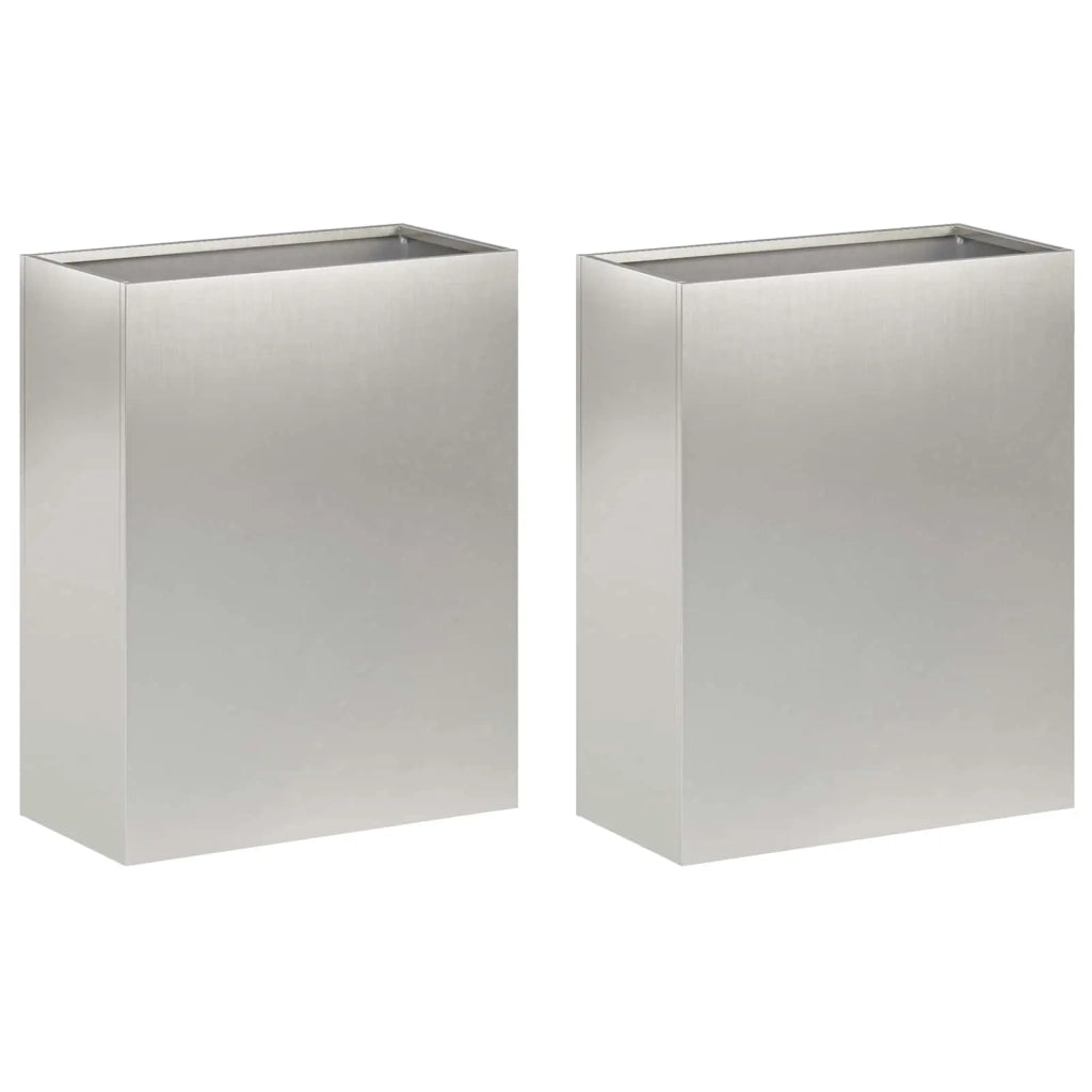 Vaso da giardino 2 pz Argento 40 x 20 x 50 cm Acciaio Inox 8005423