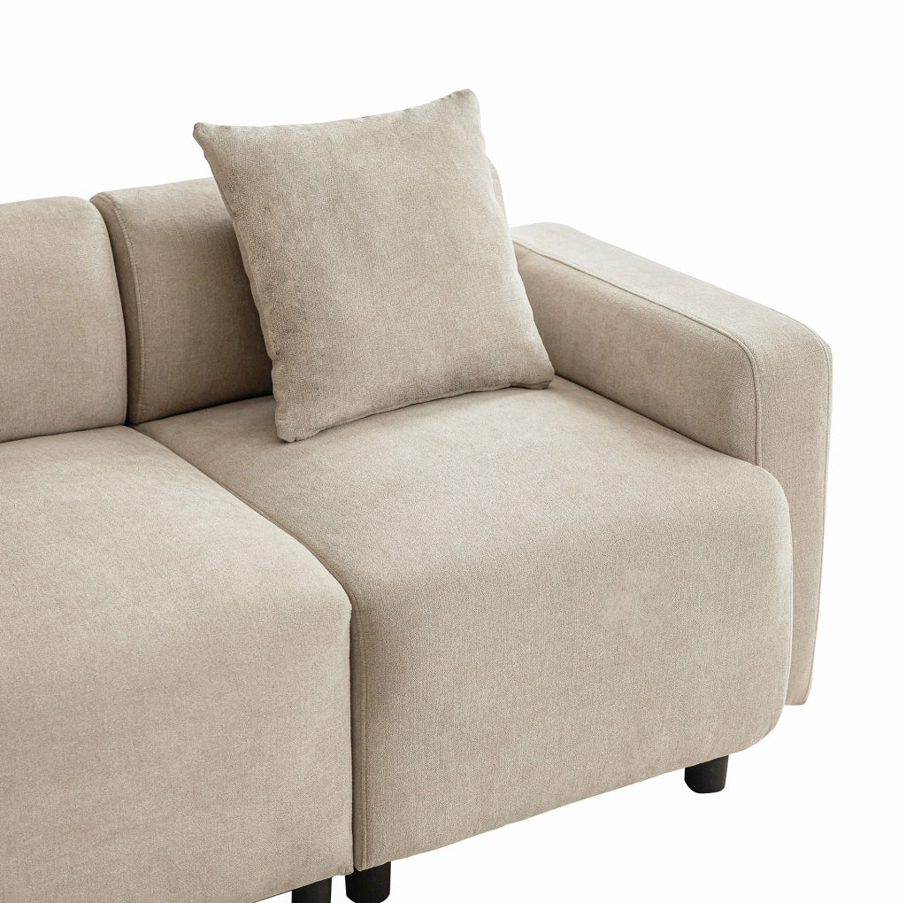 Sofa 211x67x71 cm con seduta extra ampia in chenille beige