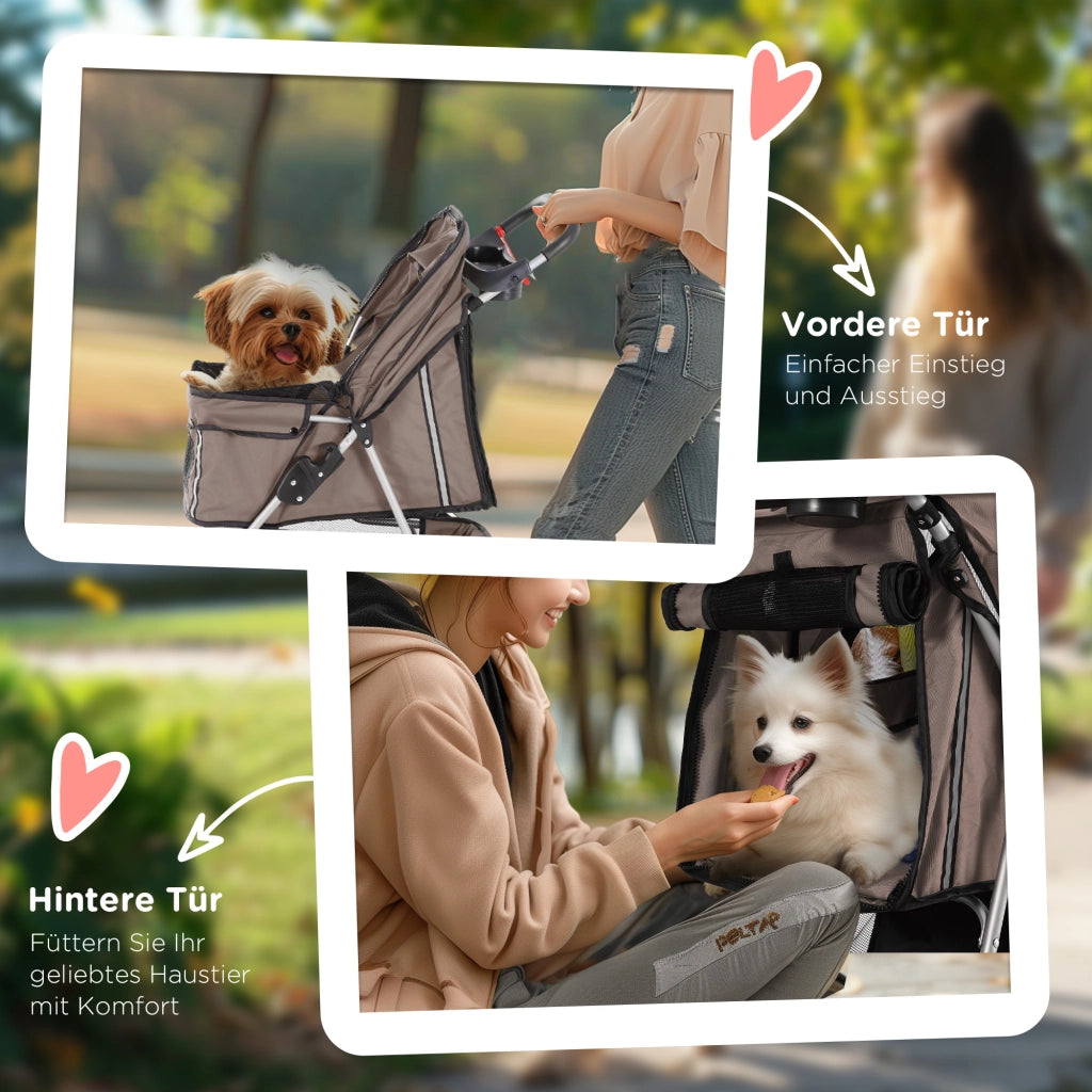 Carrello pieghevole per cani e gatti ¨C Minimal ¨C con cuscino, rete e tasche