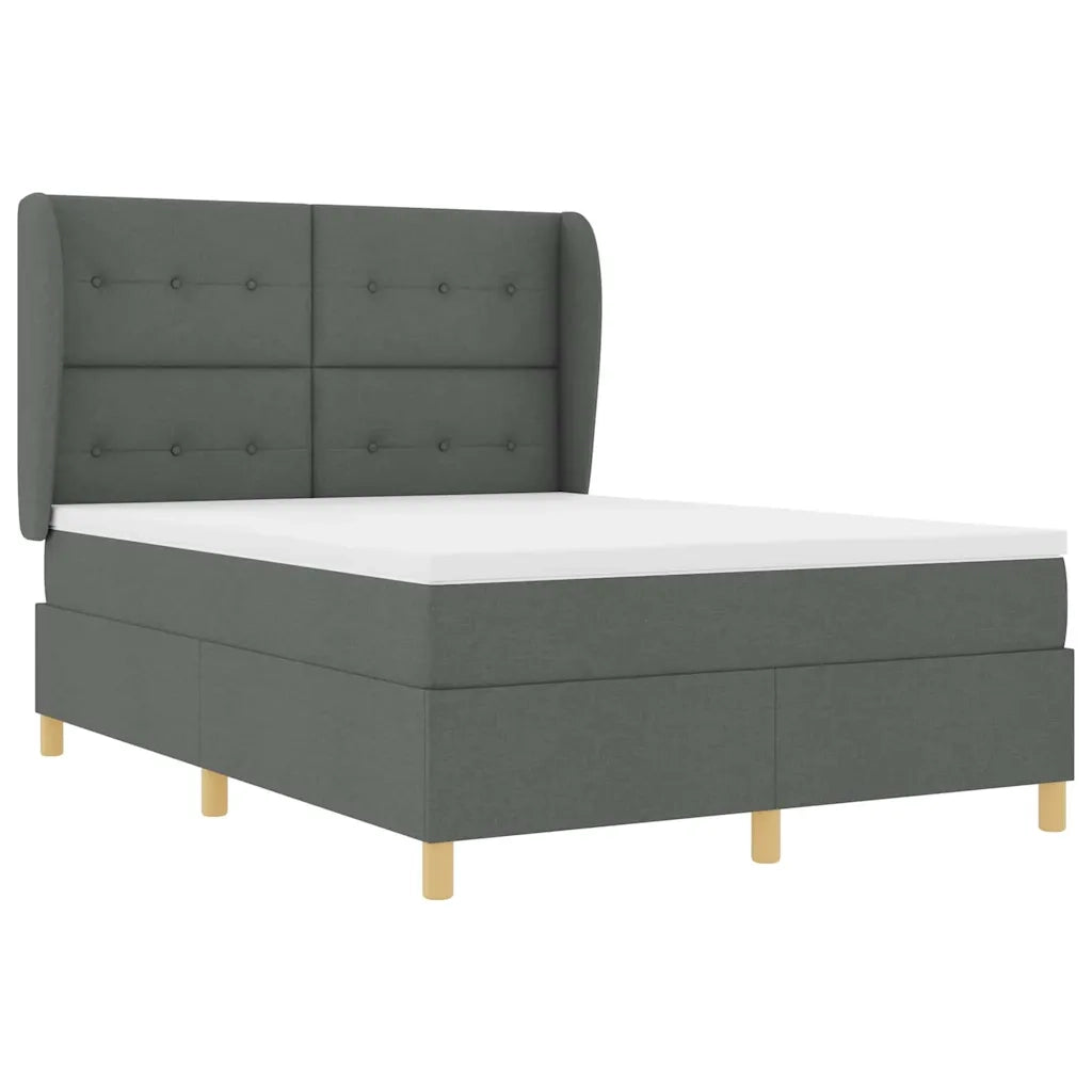 Letto a molle con materasso Grigio scuro 190 x 140 cm Tessuto 3340747