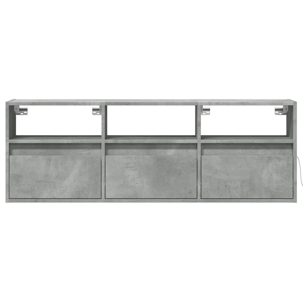 Mobile TV a Parete con Luci LED-Mobile TV a Muro Grigio Cemento 130x31x45 cm
