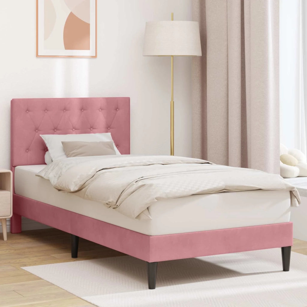 Struttura del letto con testiera-Giroletto Rosa 100 x 200 cm Velluto 958788