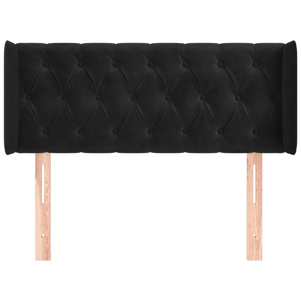 Testiera | Testata ad Orecchio Nera 103x16x78/88 cm in Velluto