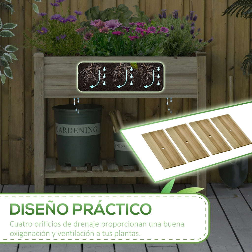 Tavolo da Coltivazione Giardino Urbano in Legno ¨C Zephmum ¨C Naturale 91x51x76 cm