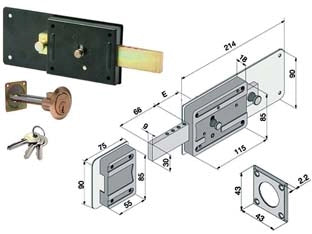 FERROGLIETTO SOLO CATENACCIO 6 MANDATE CON CILINDRO STACCATO 012  mm.50 (01250801)    WELKA