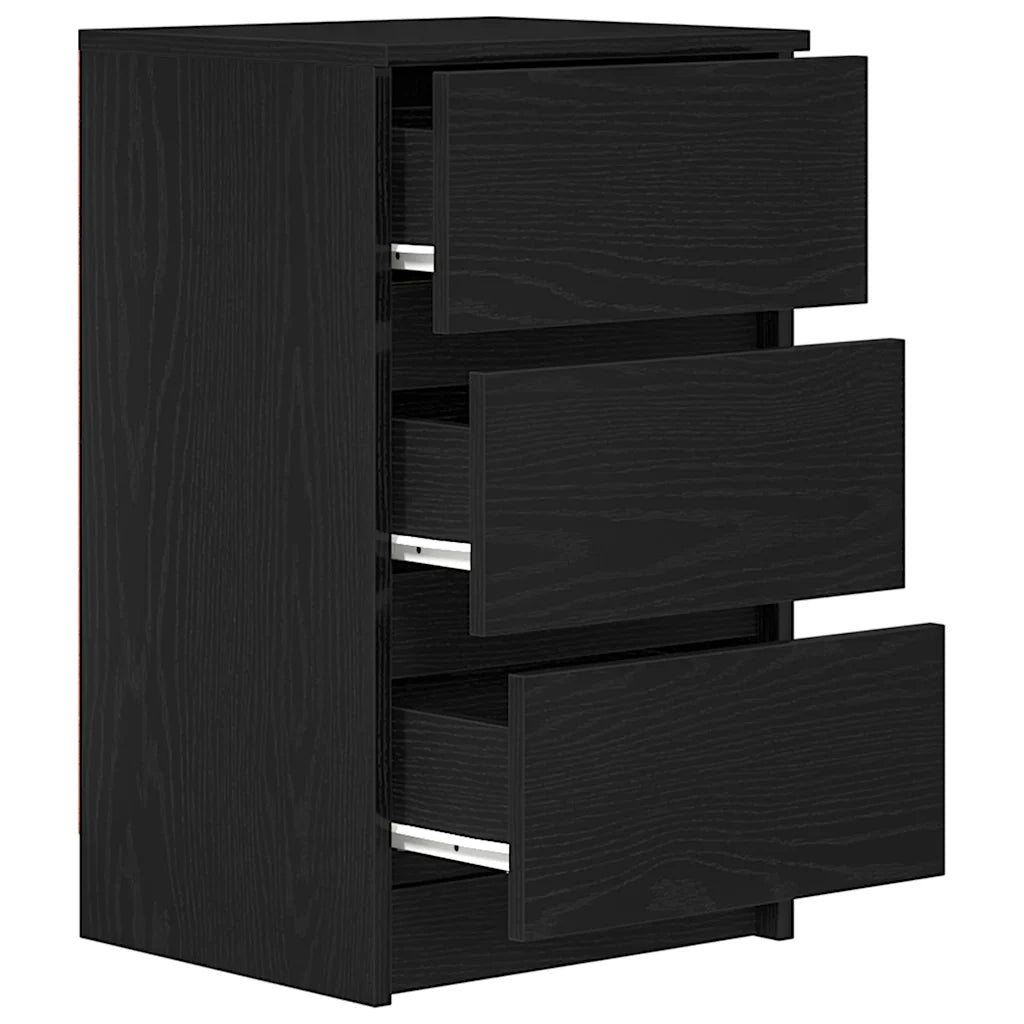 Comodino con 3 Cassetti Nero 39x35x65 cm 861339