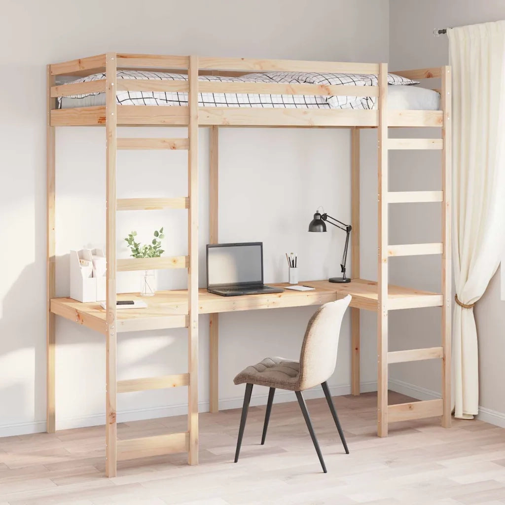 Struttura per letto soppalco Naturale 80 x 200 cm Pino massello 3414552