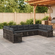 Set Divano da Giardino 10 pz Grigio polyrattan 3434939