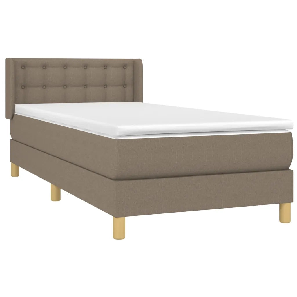 Letto singolo | Letto per adulti | Giroletto a Molle con Materasso Tortora 90x190 cm in Tessuto