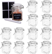 12 Bocchette di Vetro Aria Tappabocca con Coperchio Piccola Vetrata a Spirale 24 Etichette e Pennarelli a Grafite (Quadrato 100ml) - Robusto Pratico e Funzionale Oak & Steel