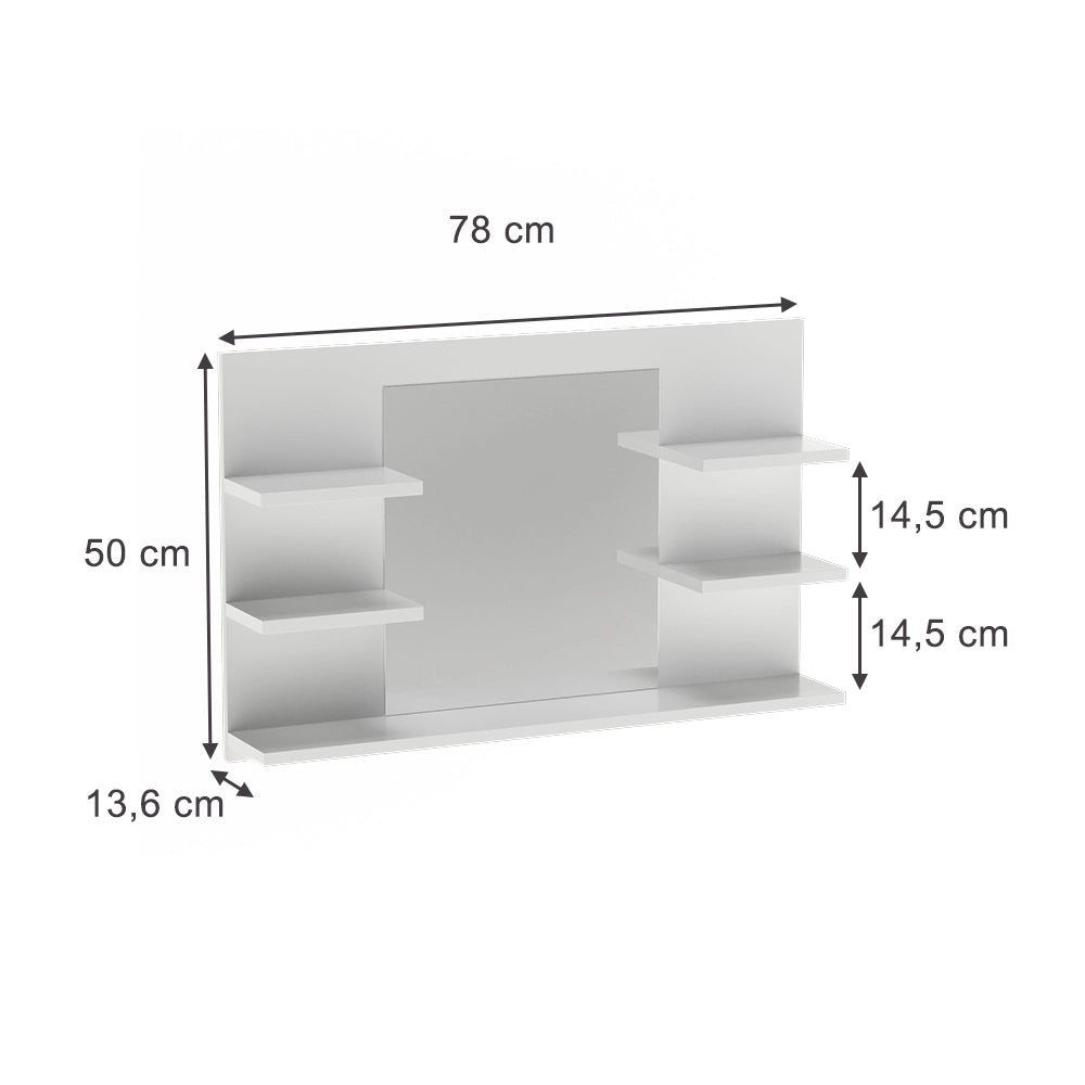 Vicco Specchio contenitore bagno Bianco 78 x 50 cm con ripiani