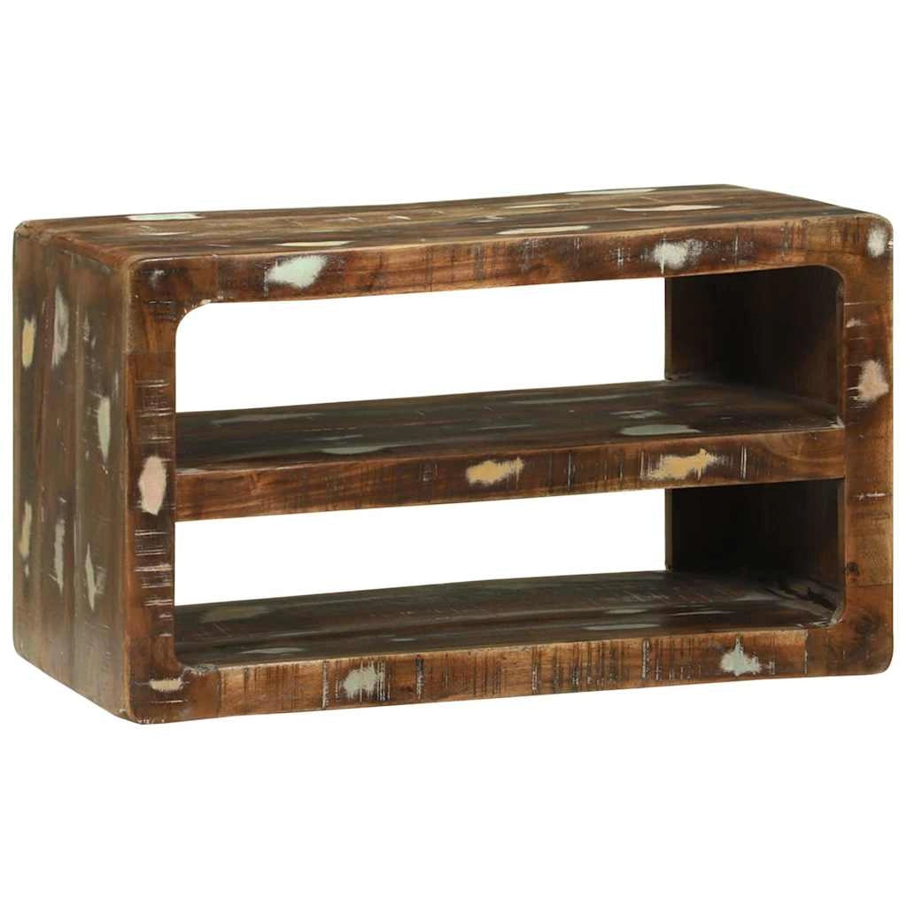 Mobile porta TV moderno con 2 ripiani portaoggetti 60 x 32 x 36 cm in legno massello di recupero 02_0058076