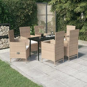 Set da Pranzo da Giardino 7 pz con Cuscini Beige 3099458