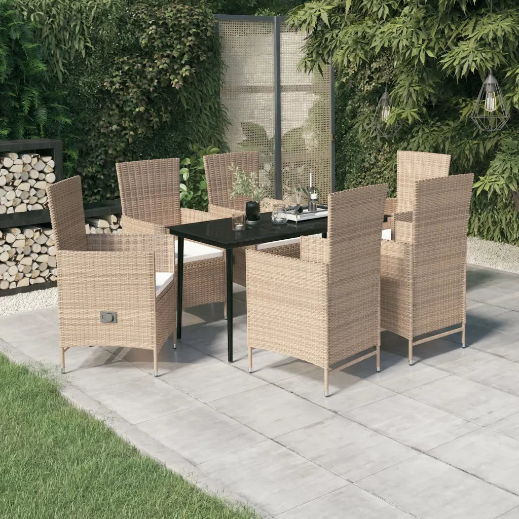 Set da Pranzo da Giardino 7 pz con Cuscini Beige 3099458