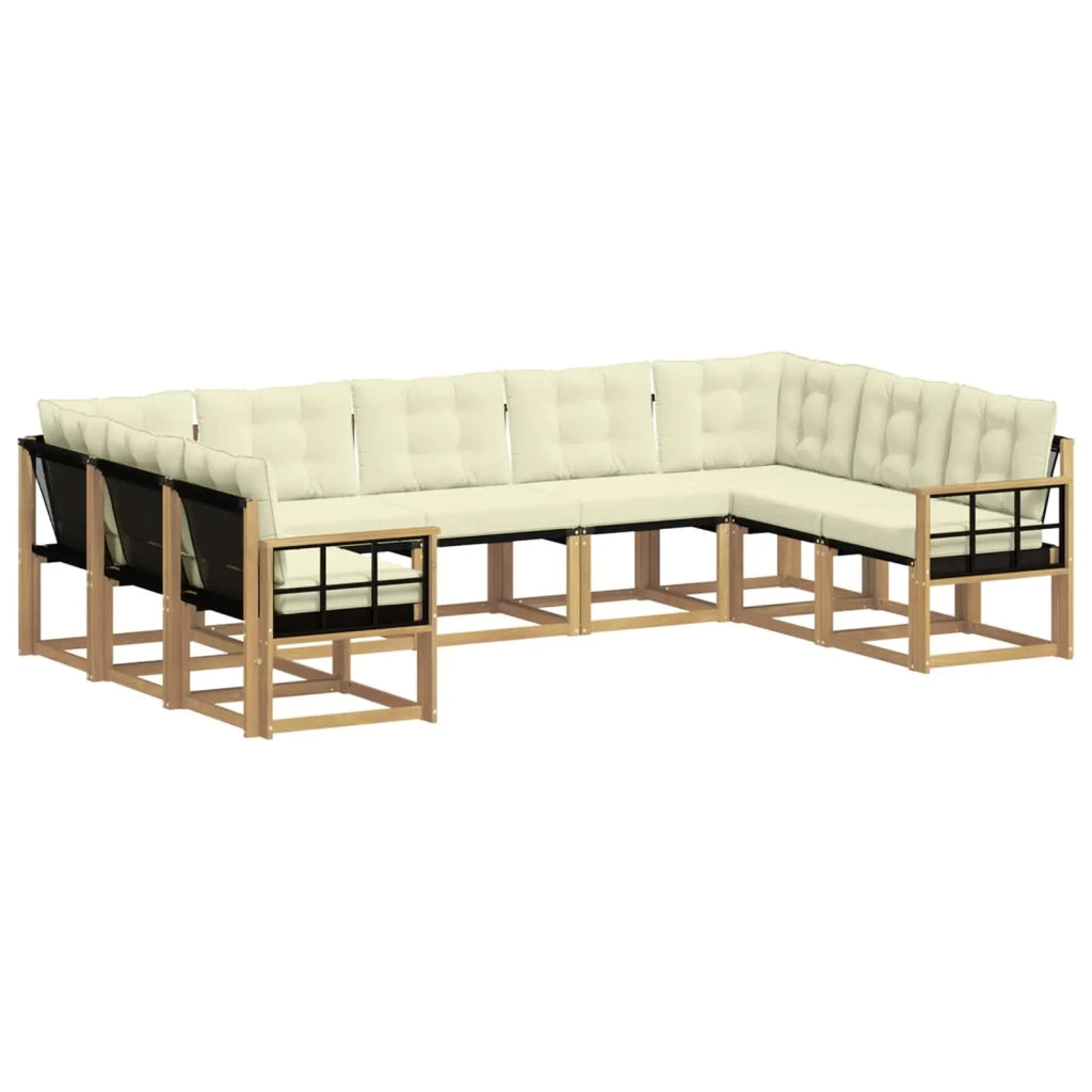 Set di divani da esterno 9 pz Bianco e Crema 3389864