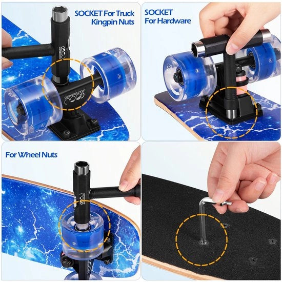 Skateboard 9-laags esdoorn - Skateboard per bambini/ragazzi - Skateboard per adulti - Skateboard con ruote lampeggianti - Skateboard con superficie antiscivolo - Skateboard con robusto manubrio - Skateboard completo