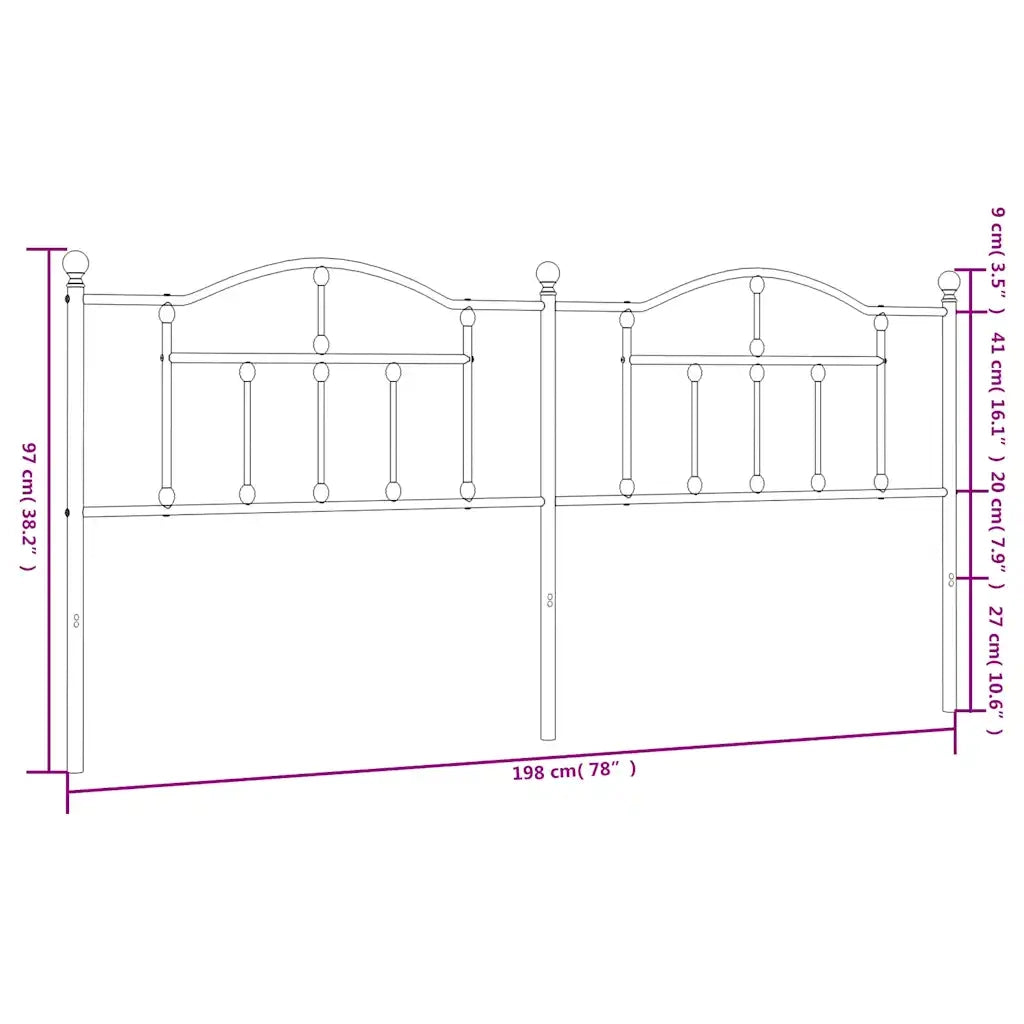 Testiera | Testata di Ricambio in Metallo Bianco 193 cm