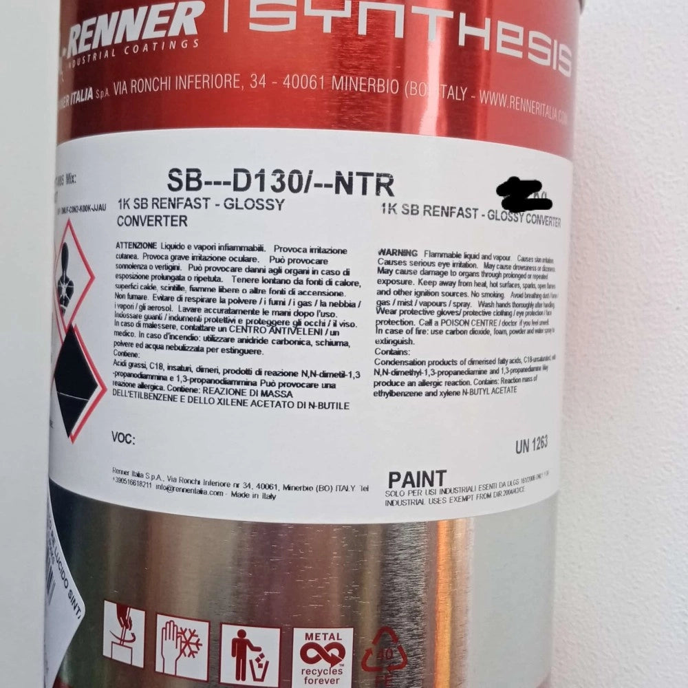 Renner renfast 1kg smalto lucido - tutti i ral 8000 - base nitro a rapida essiccazione, colore  ral 8022 - marrone