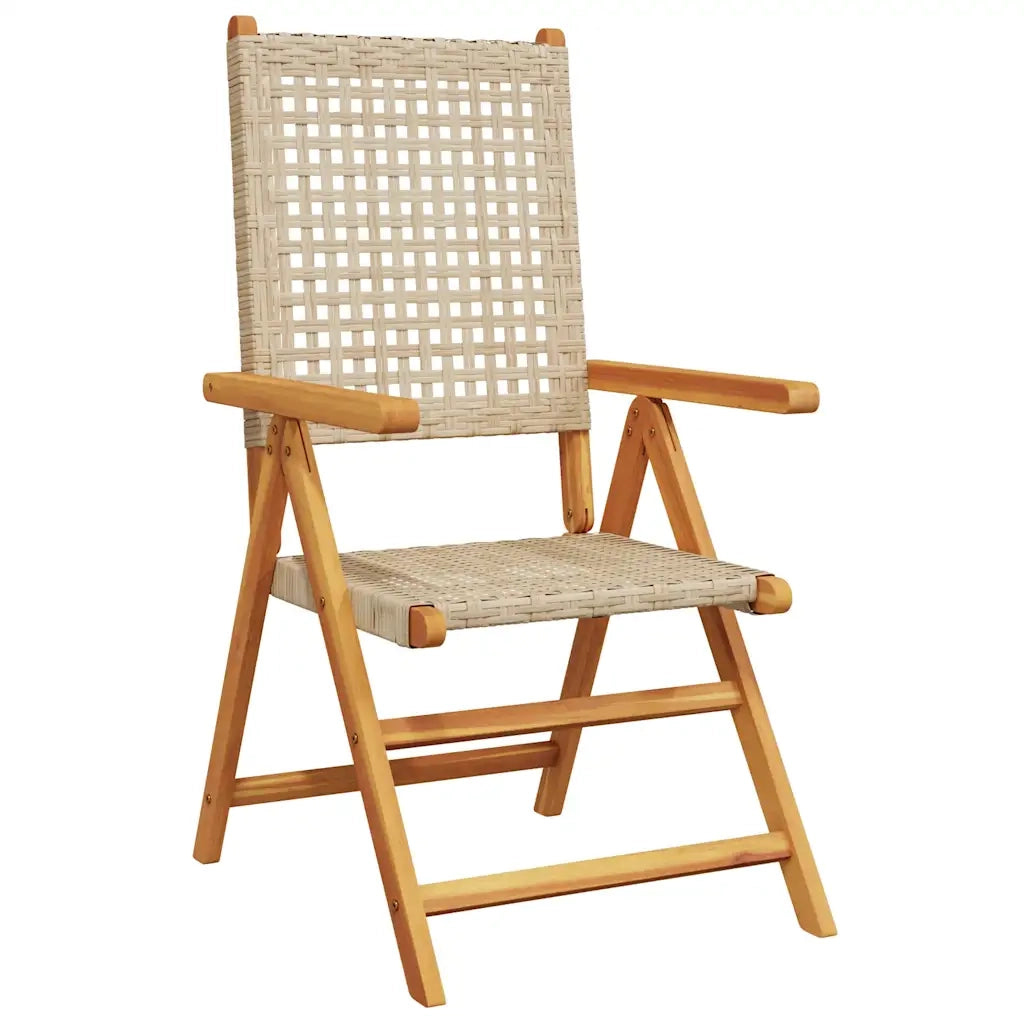 Set Pranzo da Giardino 7 pz Beige Polyrattan e Legno Massello