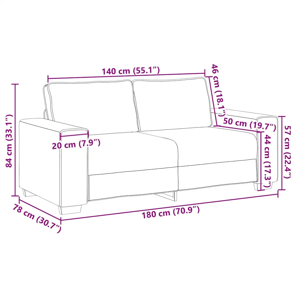Divano a 2 Posti-Sofa 2 Posti Grigio Chiaro 140 cm in Velluto 543286