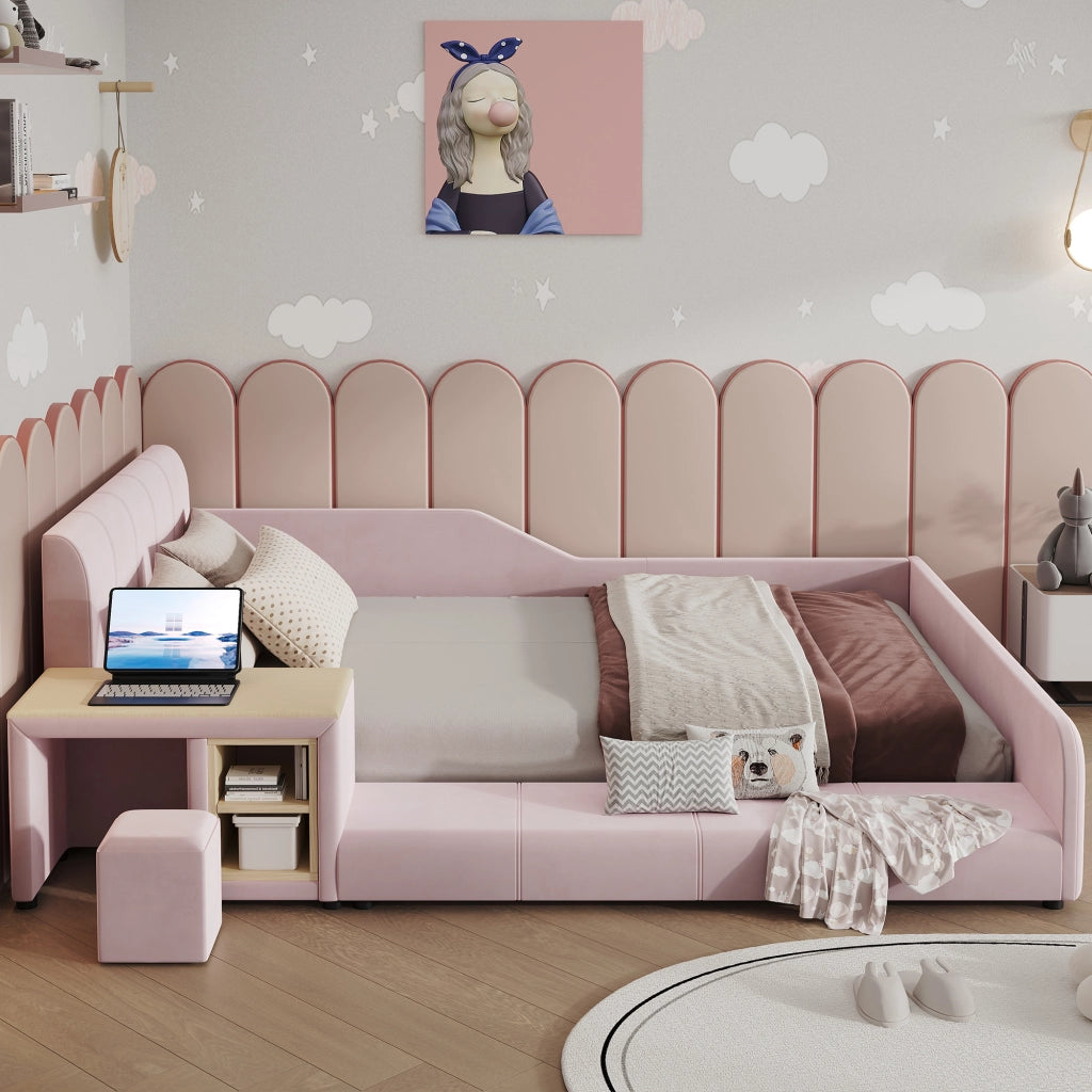 letto imbottito velluto rosa 140x200 cm