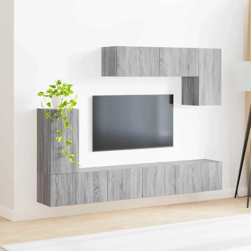 Set mobile TV 4 pz | Armadietto TV | Mobile Porta TV Grigio Sonoma Legno multistrato
