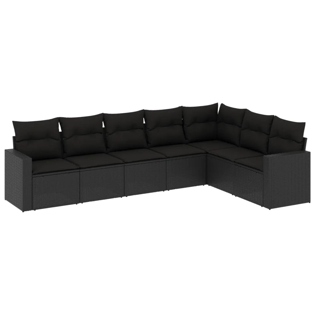 Set Divani da Giardino con Cuscini 7pz Nero Polyrattan 3219035