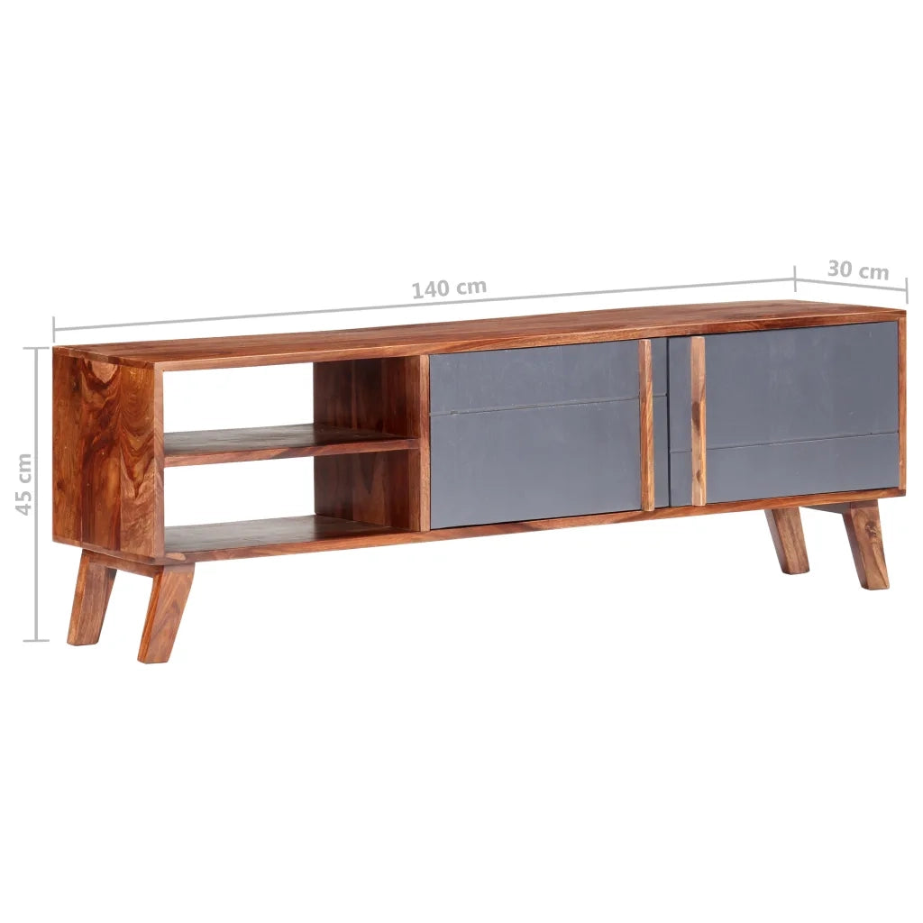 Mobile TV | Armadietto TV | Mobile Porta TV Grigio 140x30x45 cm in Legno Massello
