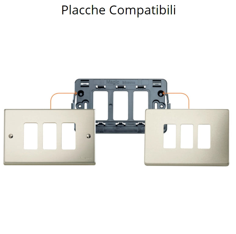 Presa bivalente 220v bipasso 10/16a serie bticino magic art. 5180