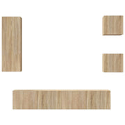 Set di mobili mobile credenza TV televisione soggiorno camera da letto soggiorno 5 pezzi rovere Sonoma multistrato marrone 02_0024982
